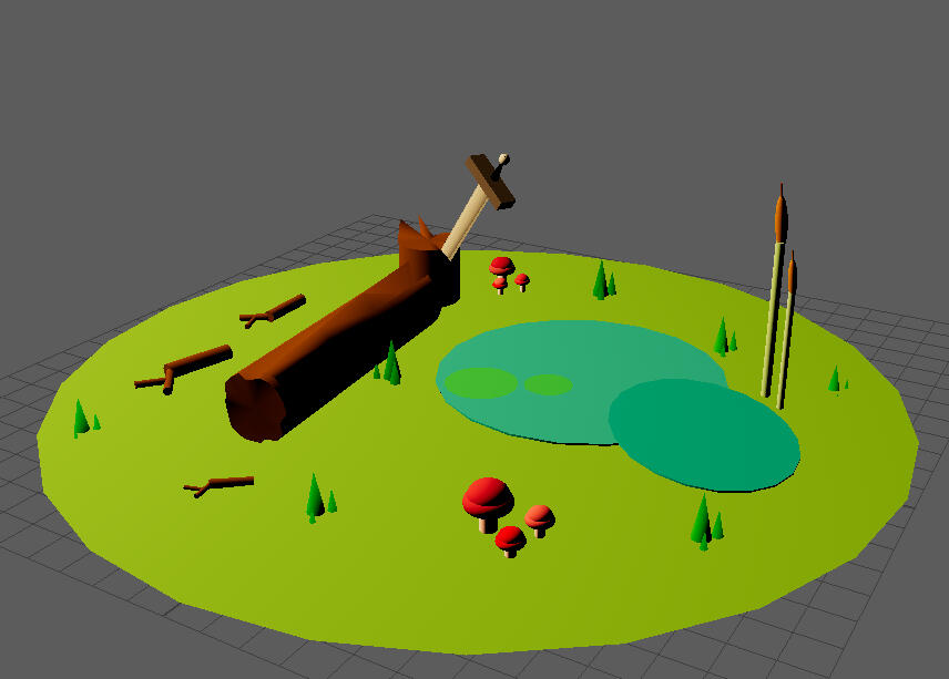 Low Poly Pond Scene